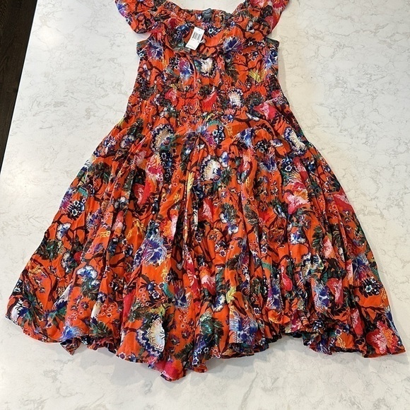 Chelsea&Theodore Peasant Maxi Dress Voile Red Multi Adjustable Neckline 3X Boho - Picture 4 of 16